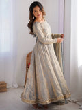 Fabulous Grey Sequins Work Silk Traditional Gown With Dupatta