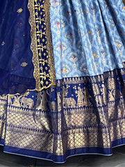 Beautiful Blue Digital Printed Dola Silk Traditional Lehenga Choli