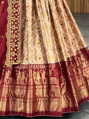 Charming Brown Digital Printed Dola Silk Function Wear Lehenga Choli
