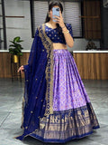 Fascinating Lavender Digital Printed Dola Silk Wedding Lehenga Choli
