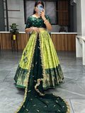 Magnetic Light Green Digital Printed Dola Silk Lehenga Choli With Dupatta