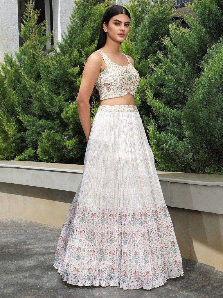 Precious Off-White Digital Printed Georgette Festival Wear Lehenga Choli
