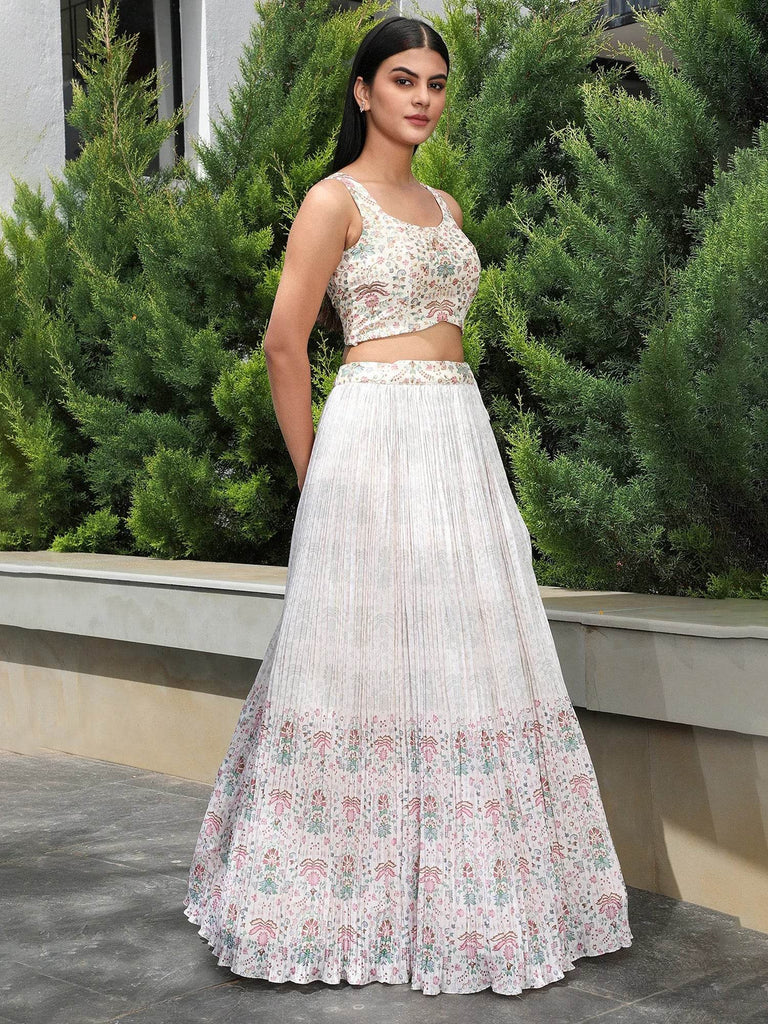 Precious Off-White Digital Printed Georgette Festival Wear Lehenga Choli