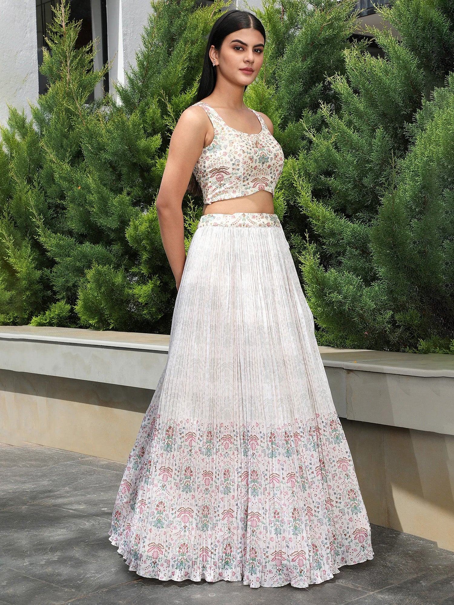 Precious Off-White Digital Printed Georgette Festival Wear Lehenga Choli