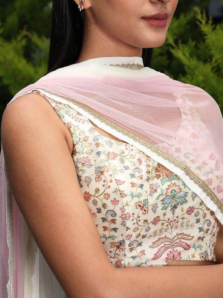 Precious Off-White Digital Printed Georgette Festival Wear Lehenga Choli