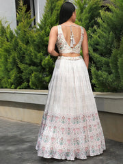 Precious Off-White Digital Printed Georgette Festival Wear Lehenga Choli