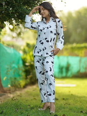 Stunning White Digital Printed Lycra Party Wear Co-Ord Set