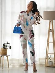 Gorgeous White Digital Printed Lycra Casual Wear Co-Ord Set