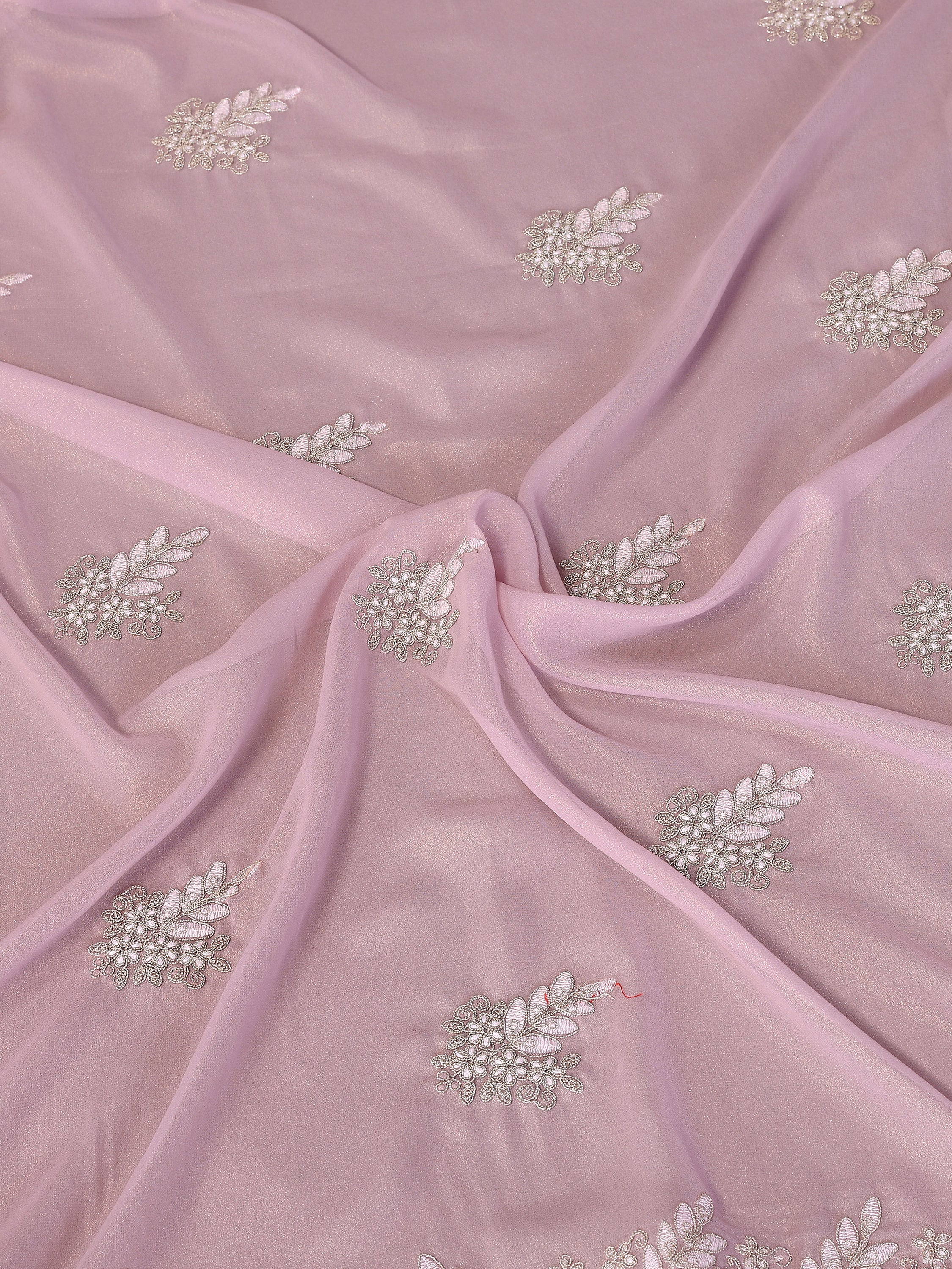 Incredible Baby Pink Embroidered Georgette Party Wear Saree