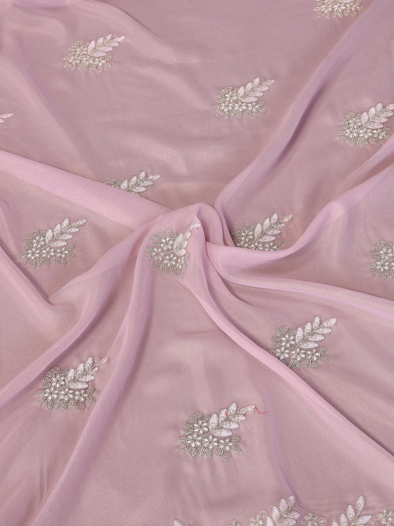 Incredible Baby Pink Embroidered Georgette Party Wear Saree