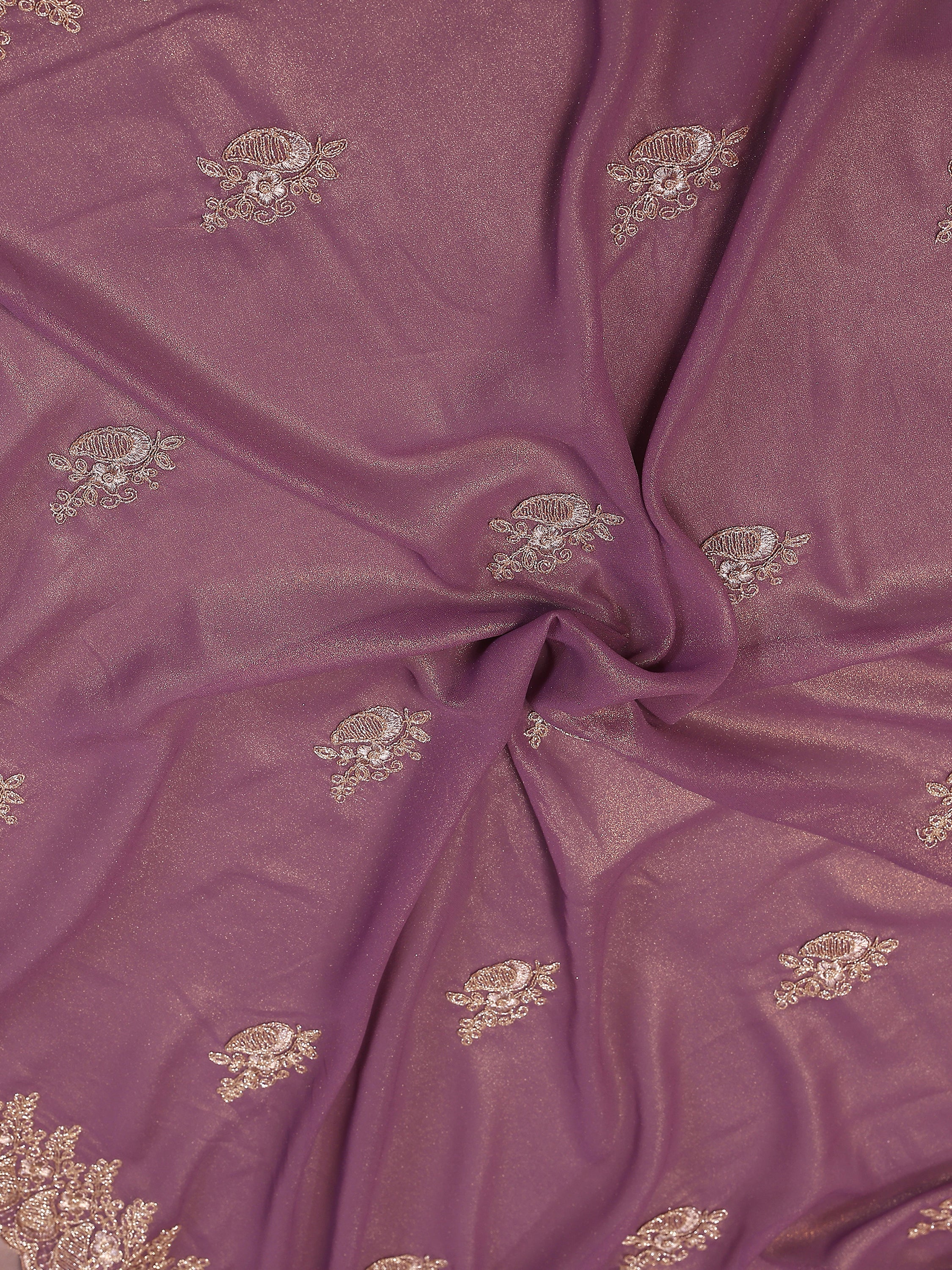 Elegant Dusty Purple Embroidered Georgette Engagement Wear Saree