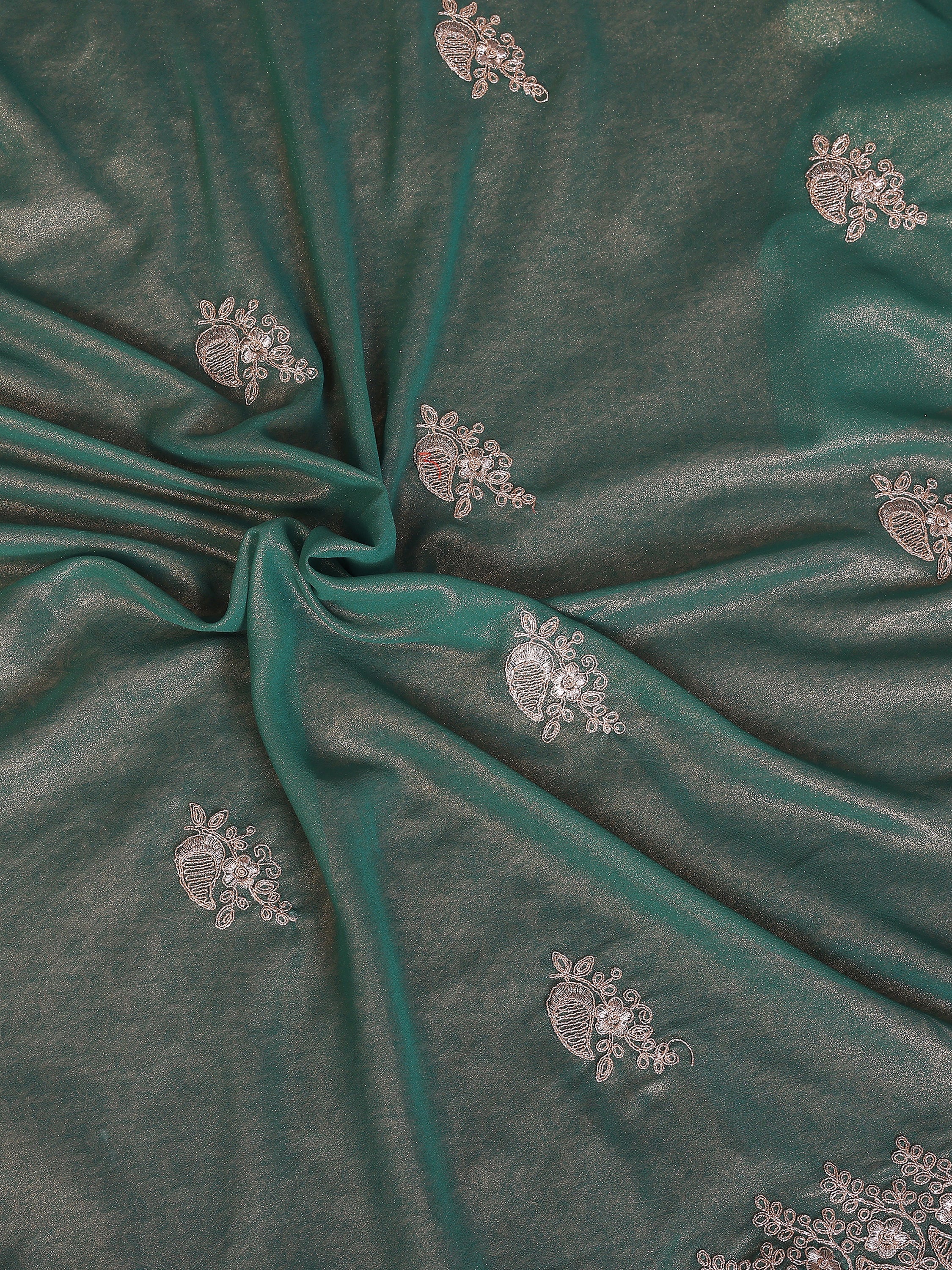 Outstanding Green Zari Embroidered Georgette Saree With Blouse