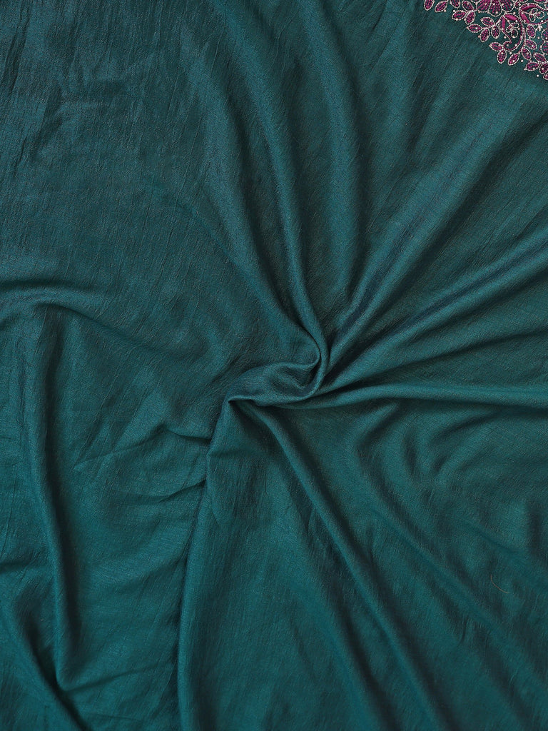 Classic Teal Green Lace Work Silk Festival Wear Saree With Blouse