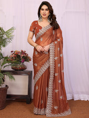 Awesome Brown Zari Embroidered Georgette Saree With Blouse
Rich text editor
