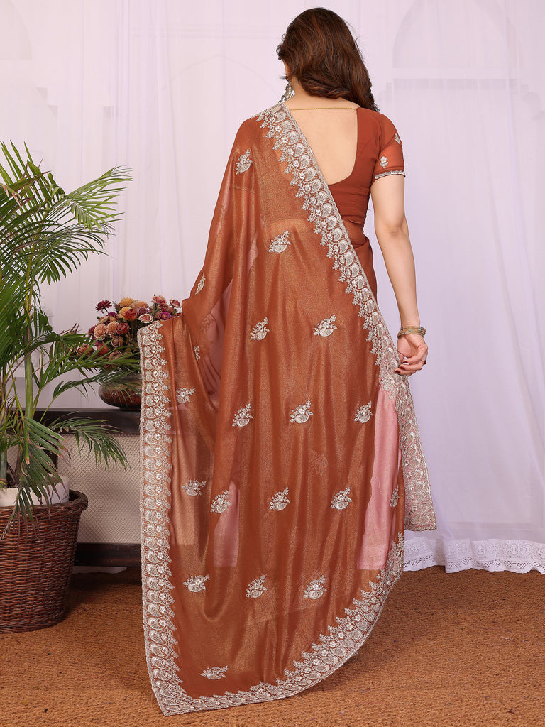 Awesome Brown Zari Embroidered Georgette Saree With Blouse
Rich text editor
