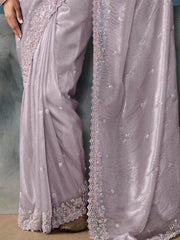 Exquisite Lilac Cut-Dana Work Tissue Reception Wear Saree