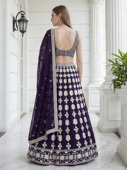 Dazzling Purple Sequins Embroidered Georgette Party Wear Lehenga Choli