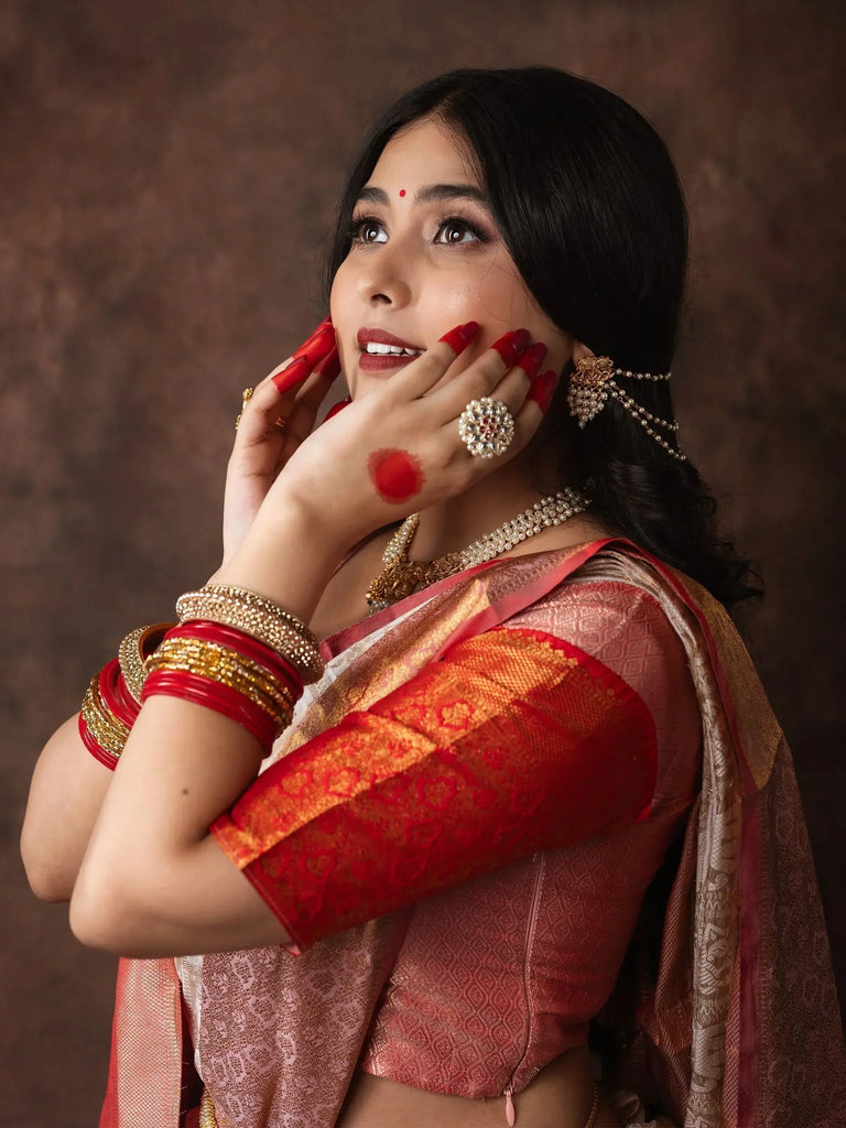 Alluring Off-White Zari Weaving Silk Function Wear Saree With Blouse