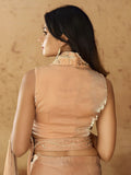 Marvelous Peach Hand Work Organza Ready To Wear Saree With Blouse