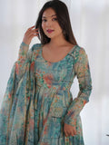 Gorgeous Multi-Color Floral Printed Georgette Anarkali Pant Suit