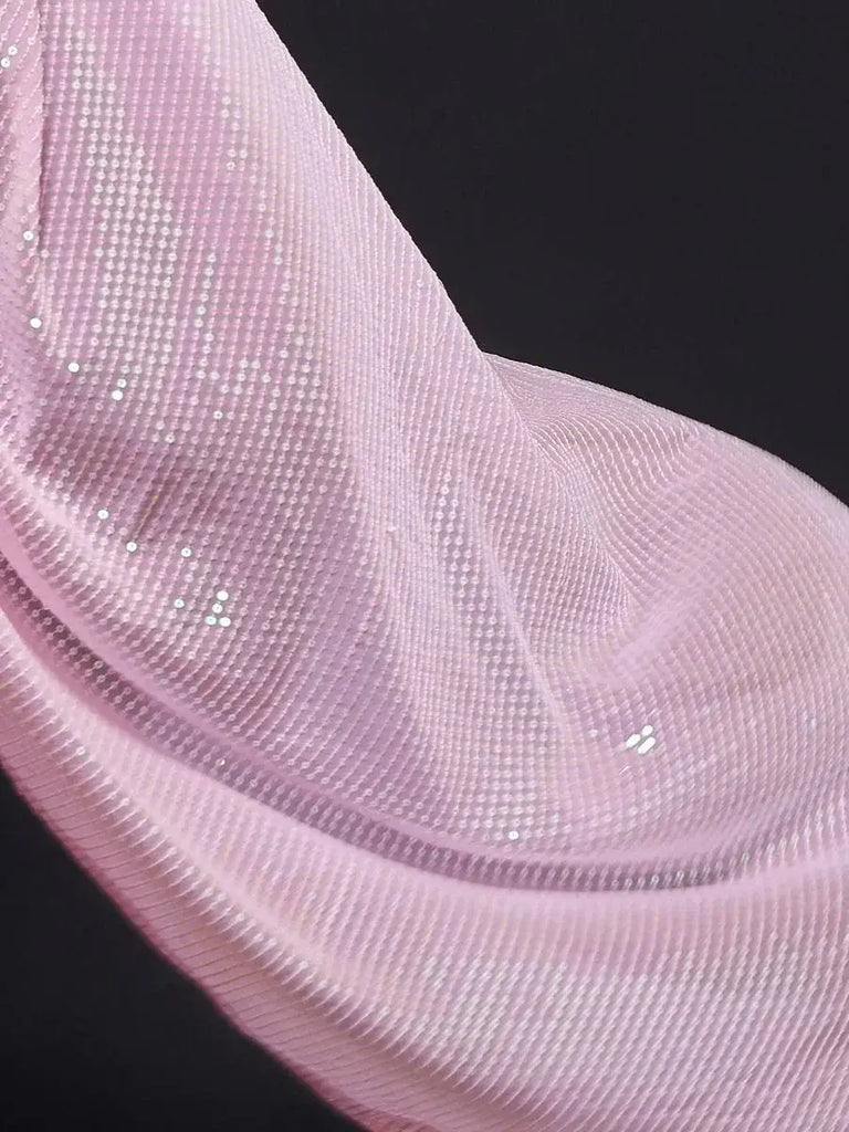 Outstanding Baby Pink Fully Sequined Georgette Party Wear Saree