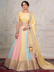 Mesmerizing Multi-color Mirror Work Georgette Party Wear Lehenga Choli