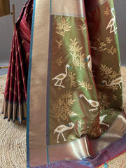 Attractive Maroon Silk Wedding Wear Saree With Blouse