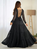 Alluring Black Laheriya Printed Georgette Navratri Wear Gown