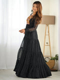 Alluring Black Laheriya Printed Georgette Navratri Wear Gown