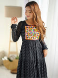 Alluring Black Laheriya Printed Georgette Navratri Wear Gown
