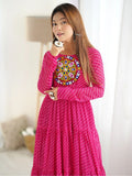 Enchanting Rani Pink Laheriya Printed Georgette Navratri Wear Gown