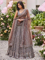 Glamorous Brown Sequined Work Fancy Sangeet look Lehenga Choli