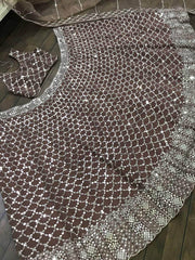 Glamorous Brown Sequined Work Fancy Sangeet look Lehenga Choli