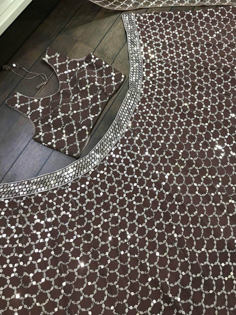 Glamorous Brown Sequined Work Fancy Sangeet look Lehenga Choli
