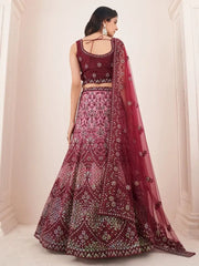 Astonishing Burgundy Dori Work Soft Net Bridesmaid Lehenga Choli