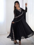 Majestic Black Beads Work Georgette Festive Wear Anarkali Suit