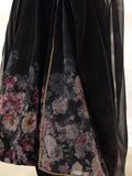 Charming Black Floral Printed Organza Event Wear Anarkali Suit Pant
