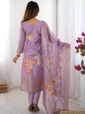 Impressive Lilac Floral Print Organza Festival Wear Pant Suit - Ethnic Plus In