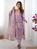 Impressive Lilac Floral Print Organza Festival Wear Pant Suit - Ethnic Plus In