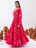 Impressive Rani Pink Floral Printed Chinon Event Wear Crop Top Lehenga - Ethnic Plus In