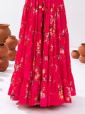 Impressive Rani Pink Floral Printed Chinon Event Wear Crop Top Lehenga - Ethnic Plus In
