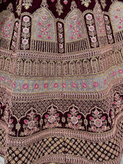 Impressive Rani Pink Velvet Bridal Lehenga Choli With Dupatta - Ethnic Plus In