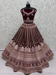 Impressive Rani Pink Velvet Bridal Lehenga Choli With Dupatta - Ethnic Plus In