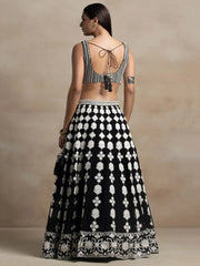 Incredible Black Thread Embroidered Georgette Lehenga Choli - Ethnic Plus In