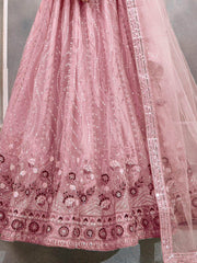 Incredible Dark Peach Sequins Net Designer Lehenga Choli With Dupatta - Ethnic Plus In