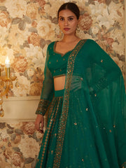 Incredible Green Sequins Organza Festival Wear Lehenga Choli - Ethnic Plus In