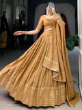 Incredible Mustard Yellow Zari Weaving Chanderi Silk Haldi Wear Lehenga Choli - Ethnic Plus In