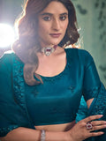 Incredible Teal Blue Sequins Net Engagement Wear Lehenga Choli - Ethnic Plus In