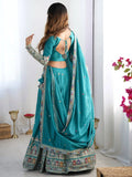 Incredible Teal Green Dori Work Crepe Silk Festive Wear Lehenga Choli - Ethnic Plus In