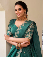 Incredible Teal Green Thread Embroidery Festival Wear Lehenga Choli - Ethnic Plus In